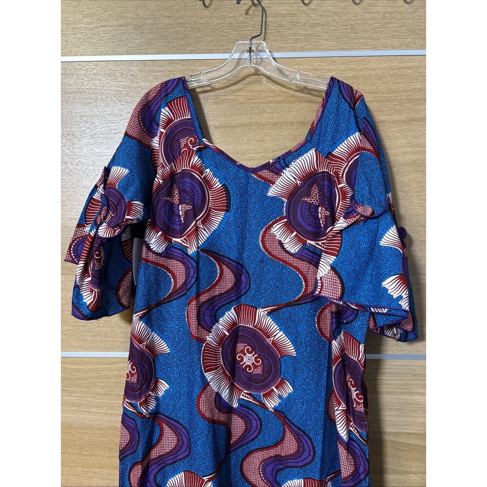 NEW Ankara Dashiki pattern Print Women's sz XL Maxi Dress Boho Handmade In USA - Picture 6 of 13